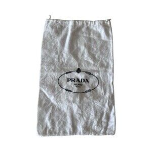 Prada Milano White Drawstring Dust Bag 13.5”x8.5” Cotton Blend Handbags Or Shoes